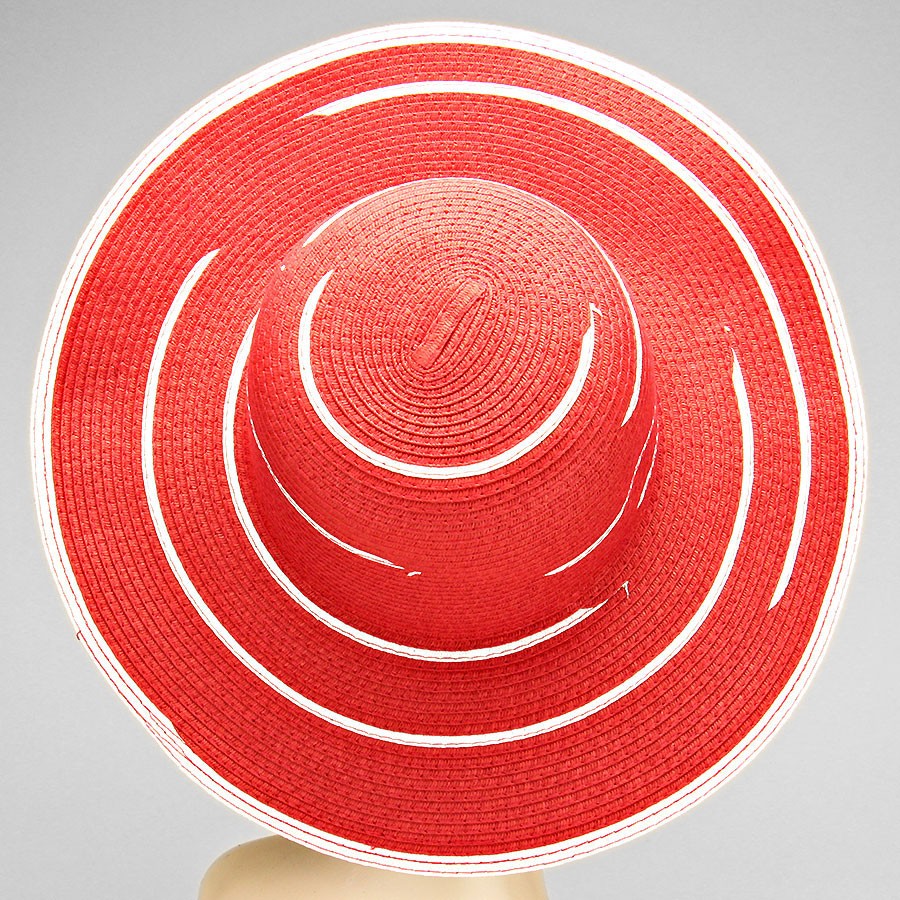 HATEGORY Striped Wide Brim Paper Hat