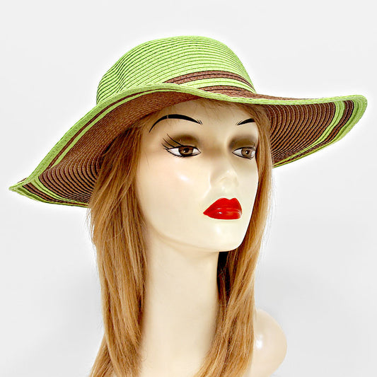 HATEGORY Two Tone Straw Floppy Hat