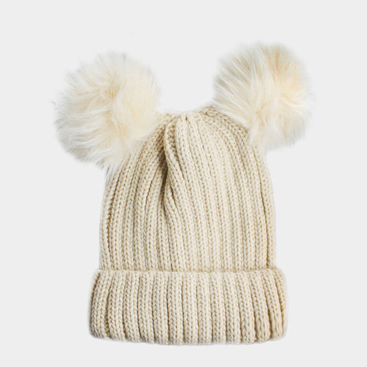 HATEGORY Double Pom Pom Knitted Beanie