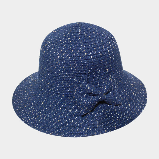 HATEGORY Bow Accented Straw Sun Hat