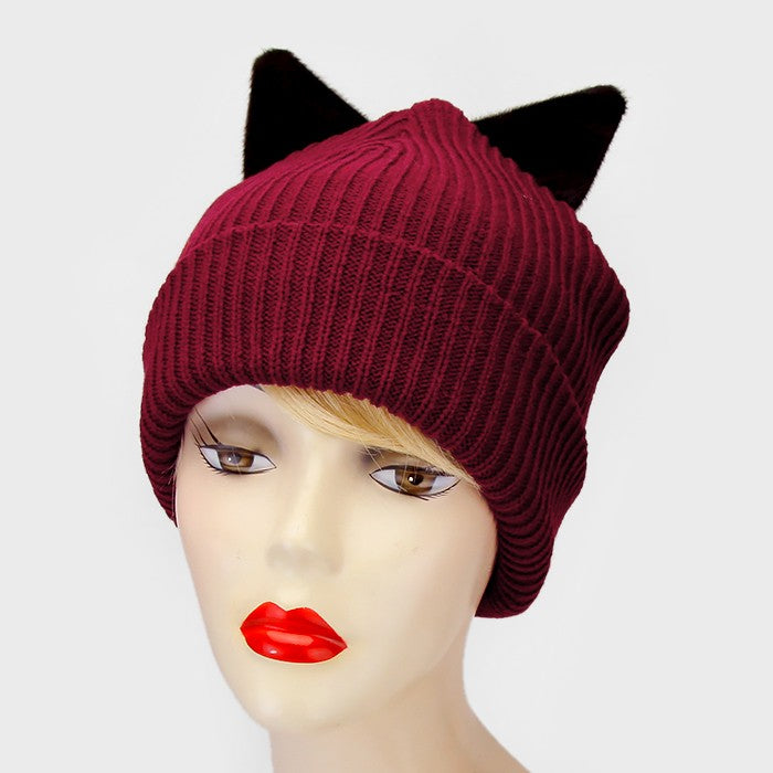 HATEGORY Knit Devil Horn Beanie Hat