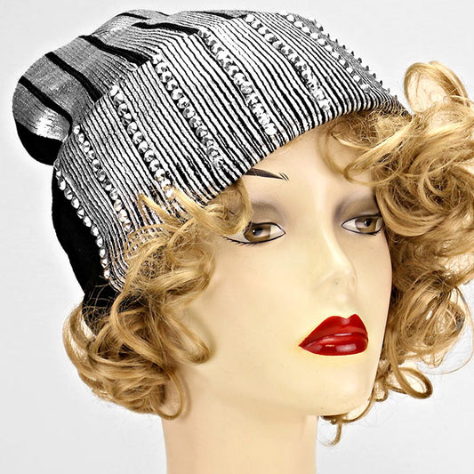 HATEGORY Metallic Blinged Acrylic Beanie
