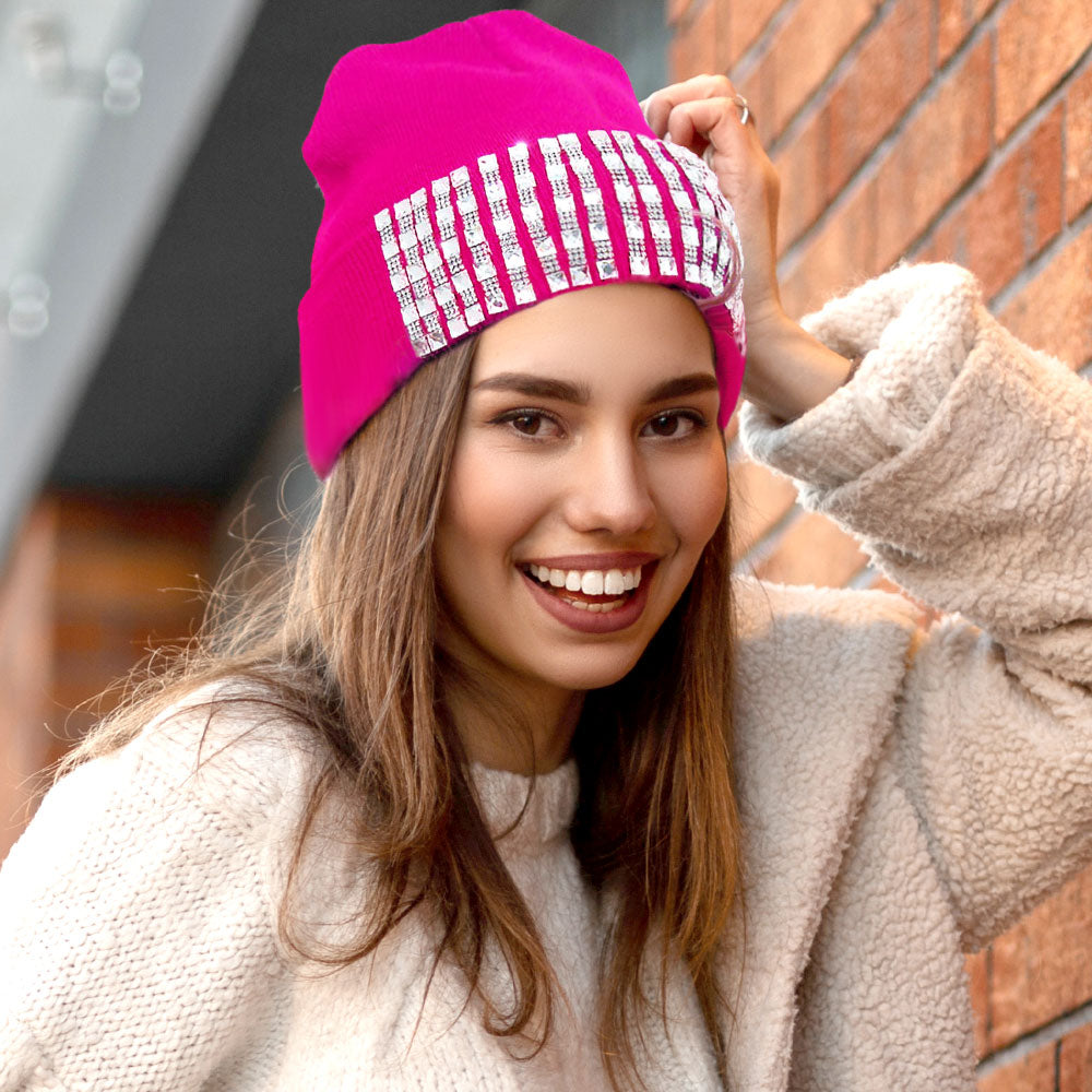 HATEGORY Trellis Blinged Acrylic Beanie Hat