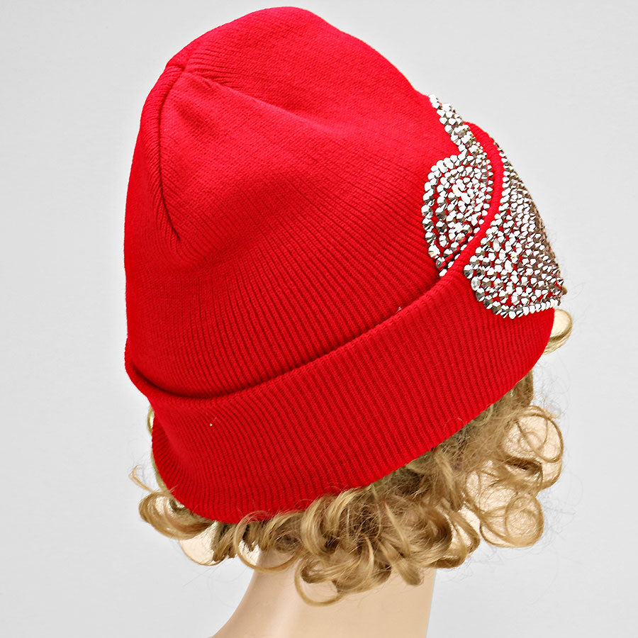 HATEGORY Heart Studded Acrylic Beanie