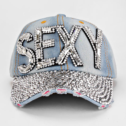 HATEGORY Sexy Blinged Stud Denim Cap