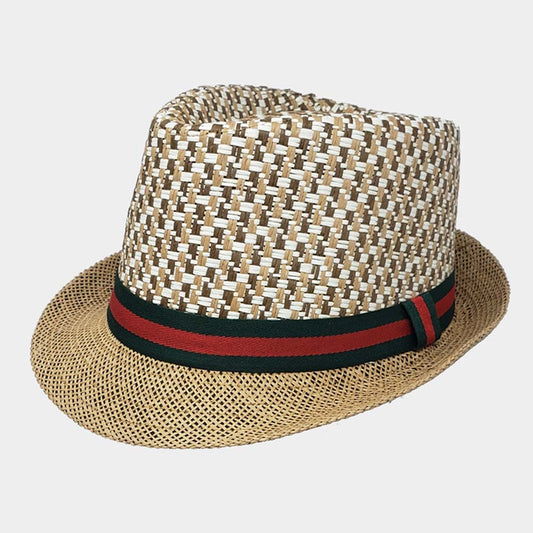 HATEGORY Color Block Ribbon Detail Fedora