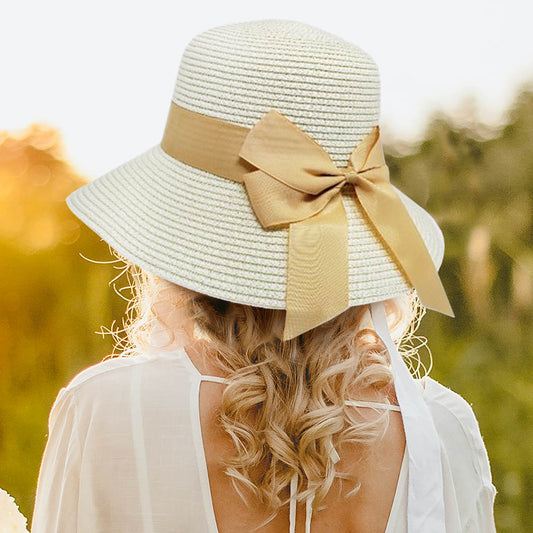 HATEGORY Back Ribbon Band Straw Sun Hat
