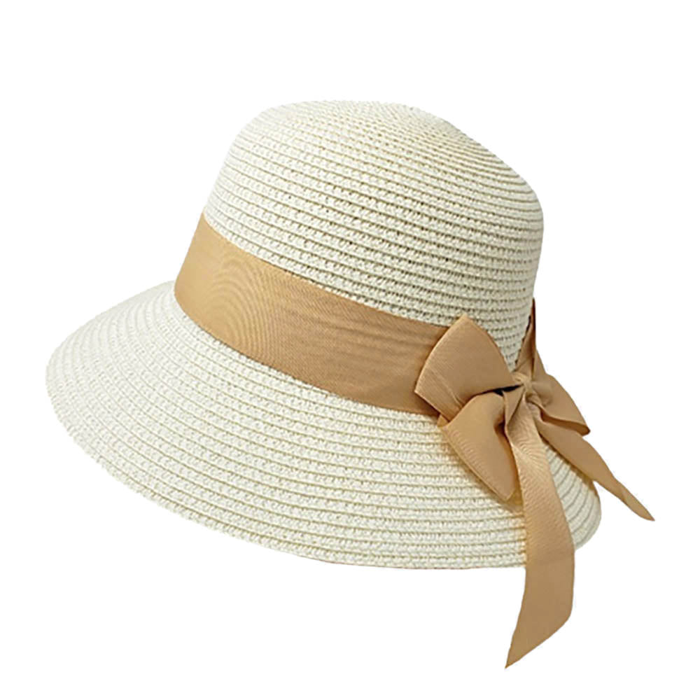 HATEGORY Back Ribbon Band Straw Sun Hat