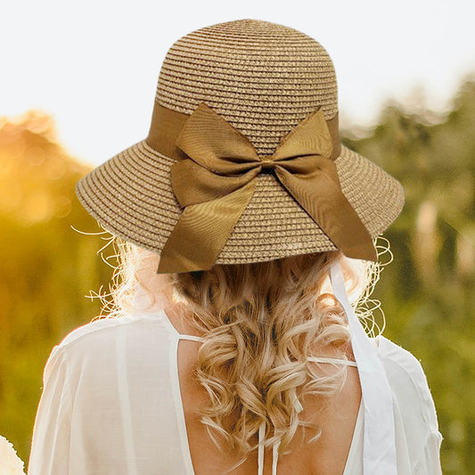 HATEGORY Back Ribbon Band Straw Sun Hat