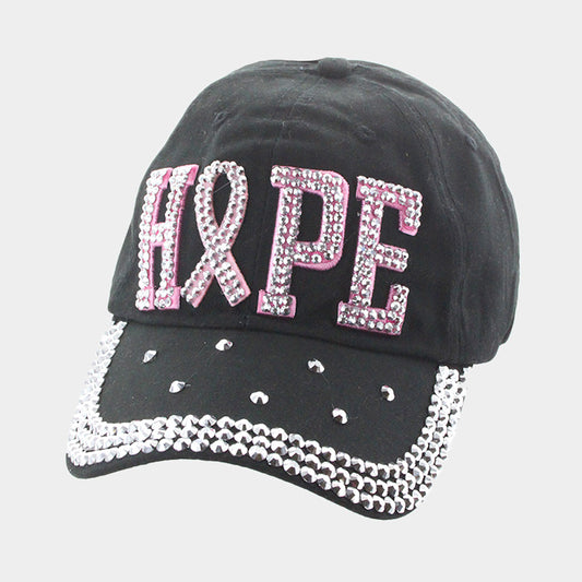 HATEGORY Hope pink ribbon _ Bling baseball cap