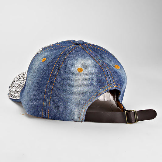 HATEGORY Studded Las Vegas Message Denim Baseball Cap