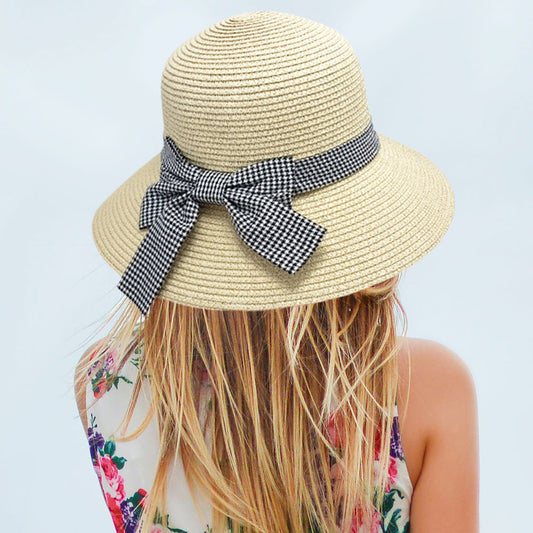 HATEGORY Back Ribbon Band Straw Sun Hat