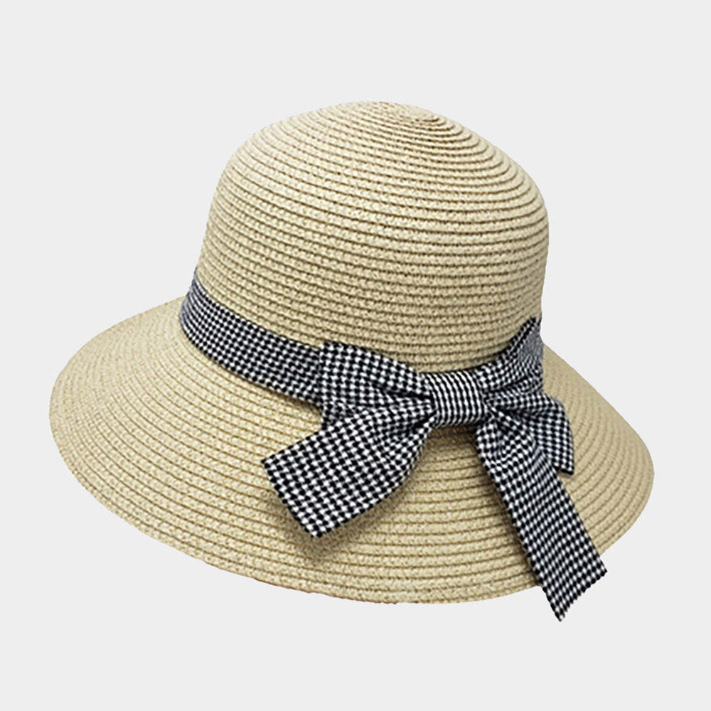 HATEGORY Back Ribbon Band Straw Sun Hat