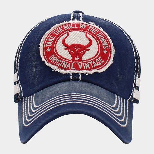 HATEGORY Take The Bull By The Horn Message Mesh Back Vintage Baseball Cap