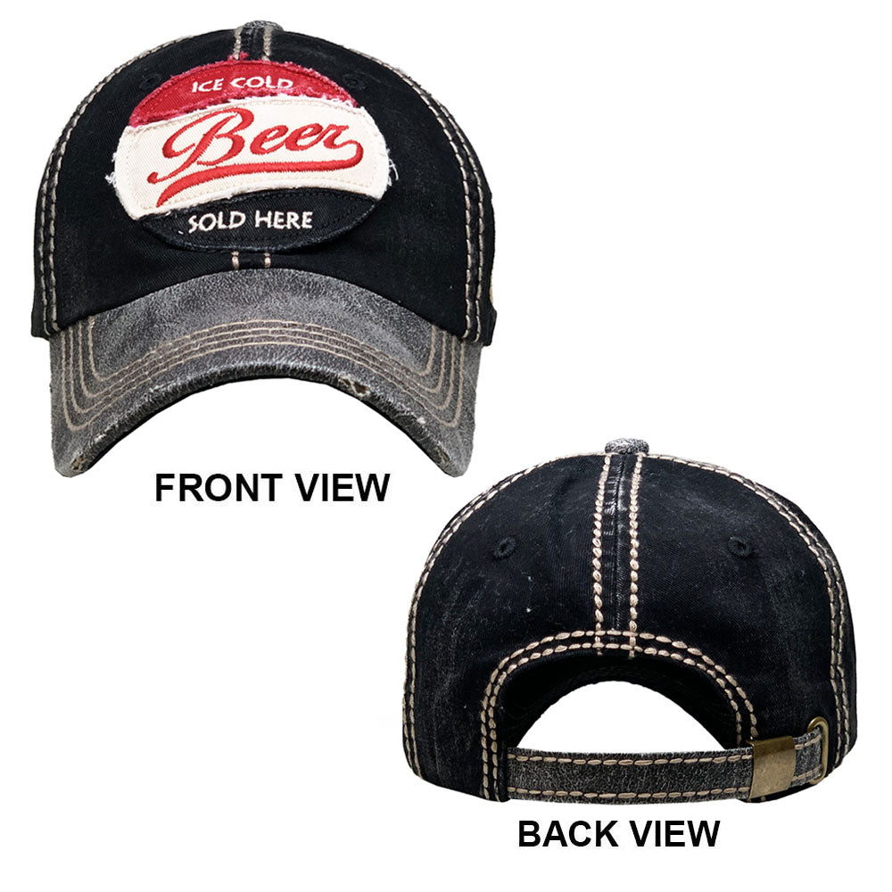 HATEGORY Ice Cold Beer Sold Here Message Vintage Baseball Cap