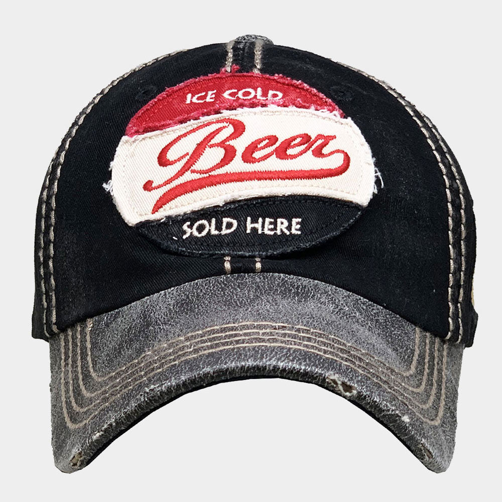 HATEGORY Ice Cold Beer Sold Here Message Vintage Baseball Cap
