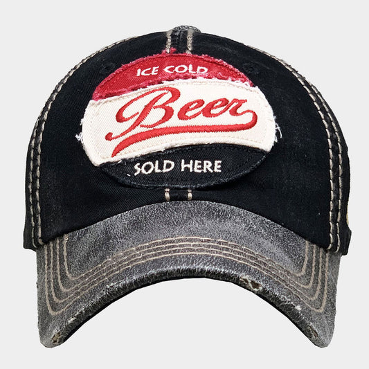 HATEGORY Ice Cold Beer Sold Here Message Vintage Baseball Cap