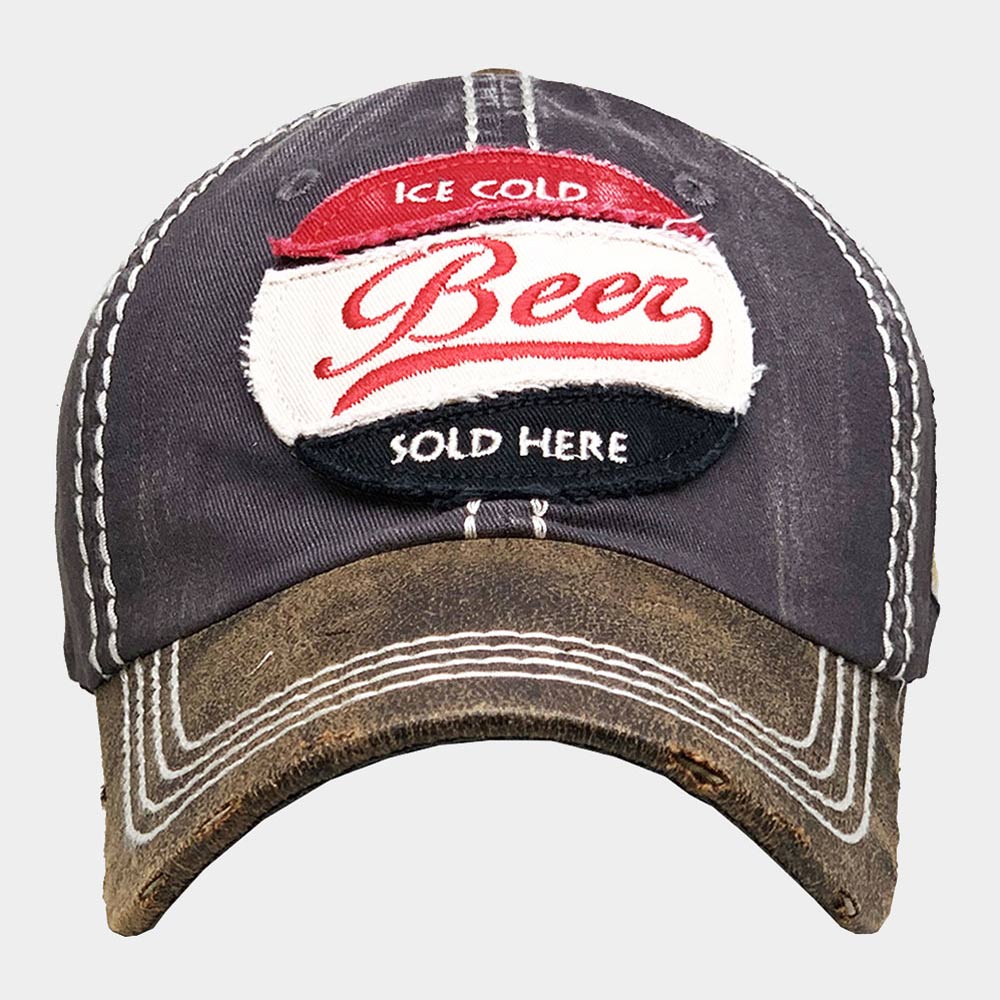 HATEGORY Ice Cold Beer Sold Here Message Vintage Baseball Cap