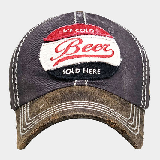 HATEGORY Ice Cold Beer Sold Here Message Vintage Baseball Cap