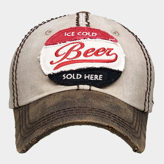 HATEGORY Ice Cold Beer Sold Here Message Vintage Baseball Cap