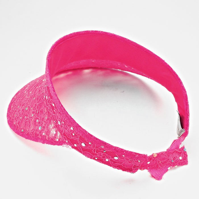 HATEGORY Sequined Floral Lace Visor Hat