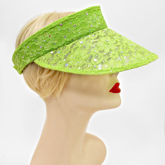 HATEGORY Sequined Floral Lace Visor Hat