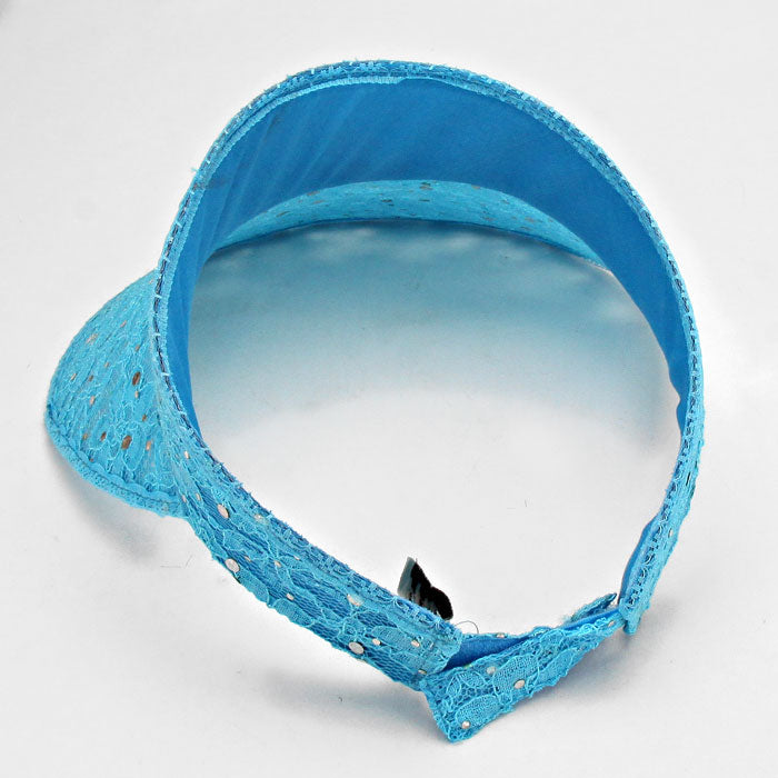 HATEGORY Sequined Floral Lace Visor Hat