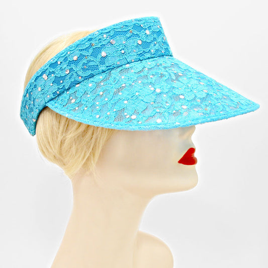 HATEGORY Sequined Floral Lace Visor Hat