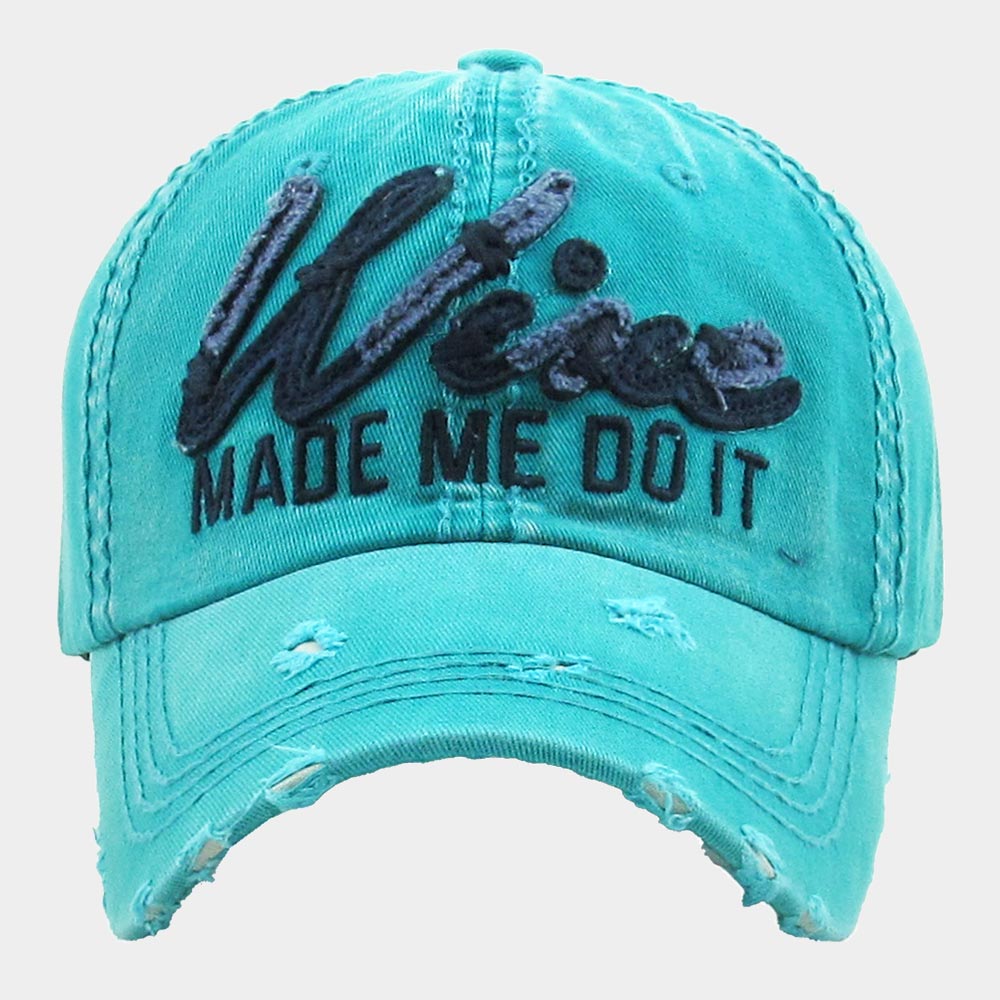 HATEGORY Wine Made Me Do It Message Vintage Baseball Cap