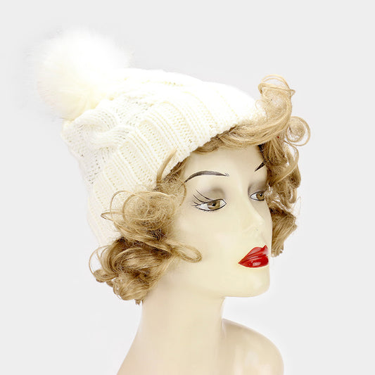 HATEGORY Soft Knit Pom Pom Beanie