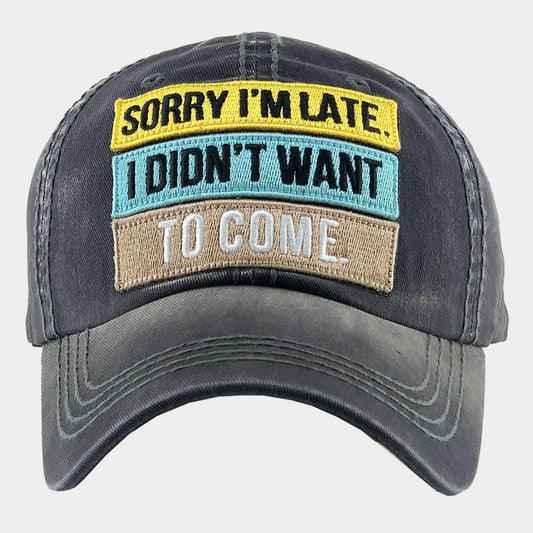 HATEGORY SORRY I'M LATE. I DIDN'T WANT TO COME. Vintage Baseball Cap