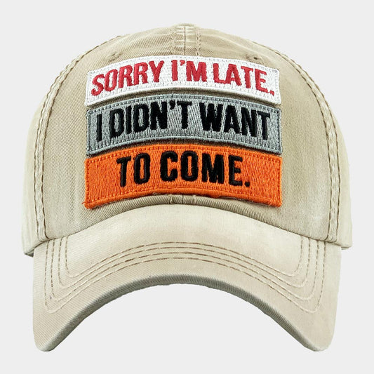 HATEGORY SORRY I'M LATE. I DIDN'T WANT TO COME. Vintage Baseball Cap