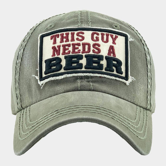 HATEGORY This Guy Needs a Beer Message Vintage Baseball Cap