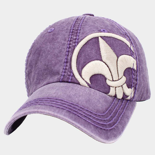 HATEGORY Fleur de Lis Accented Vintage Baseball Cap