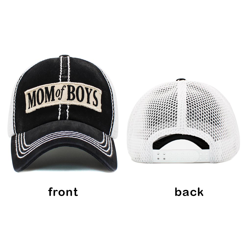 HATEGORY MOM OF BOYS Message Mesh Back Baseball Cap