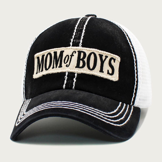 HATEGORY MOM OF BOYS Message Mesh Back Baseball Cap