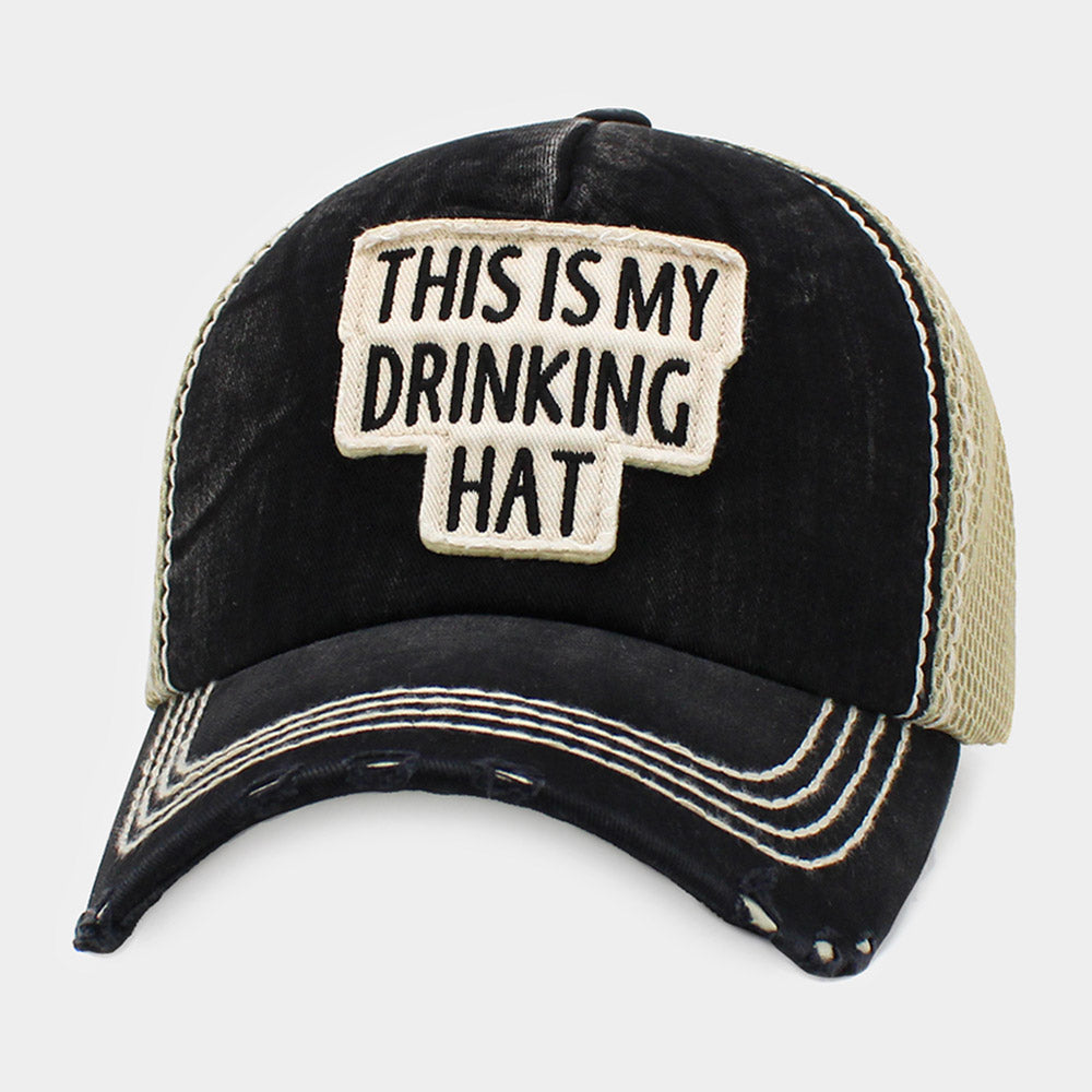 HATEGORY THIS IS MY DRINKING HAT Message Mesh Back Vintage Baseball Cap