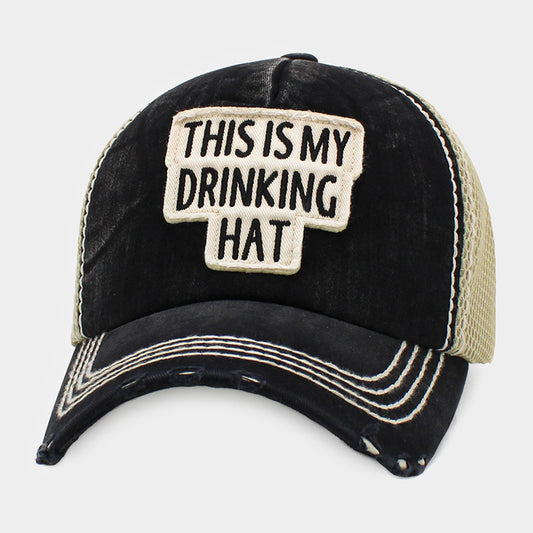 HATEGORY THIS IS MY DRINKING HAT Message Mesh Back Vintage Baseball Cap