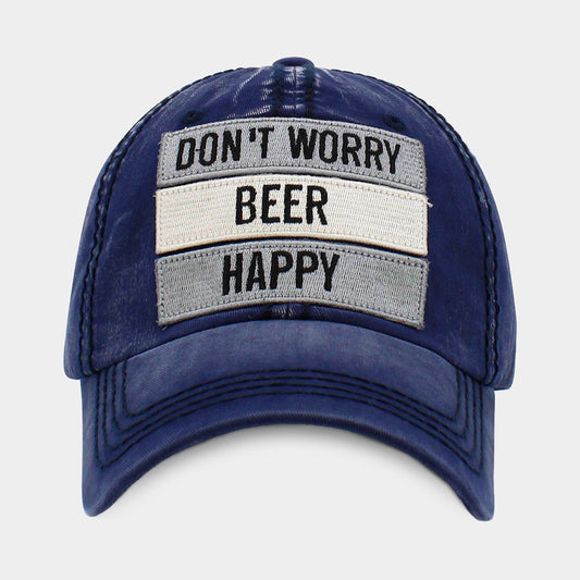 HATEGORY DONT WORRY BEER HAPPY Message Vintage Baseball Cap