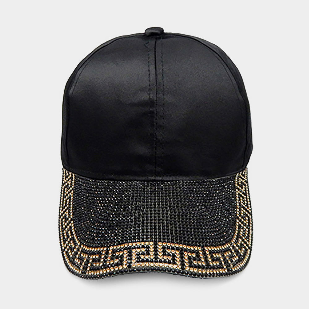 HATEGORY Greek Patterned Bling Crystal Embellished Baseball Cap