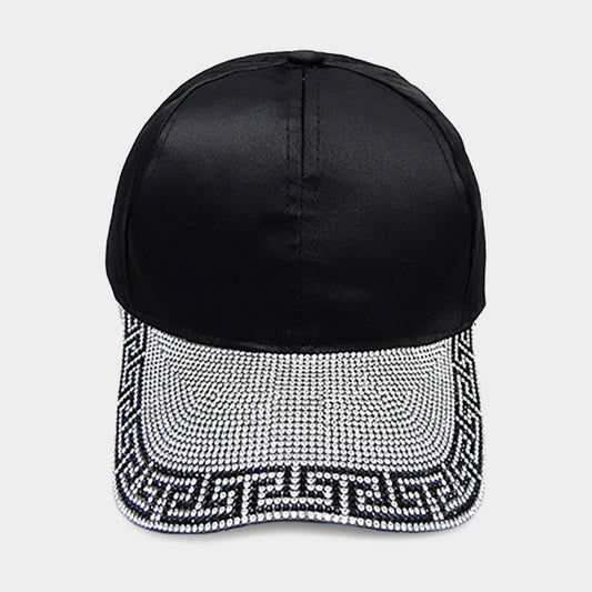 HATEGORY Greek Patterned Bling Crystal Embellished Baseball Cap