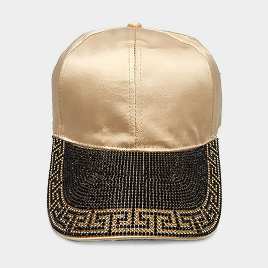 HATEGORY Greek Patterned Bling Crystal Embellished Baseball Cap