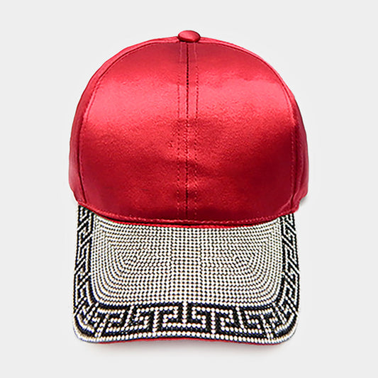 HATEGORY Greek Patterned Bling Crystal Embellished Baseball Cap