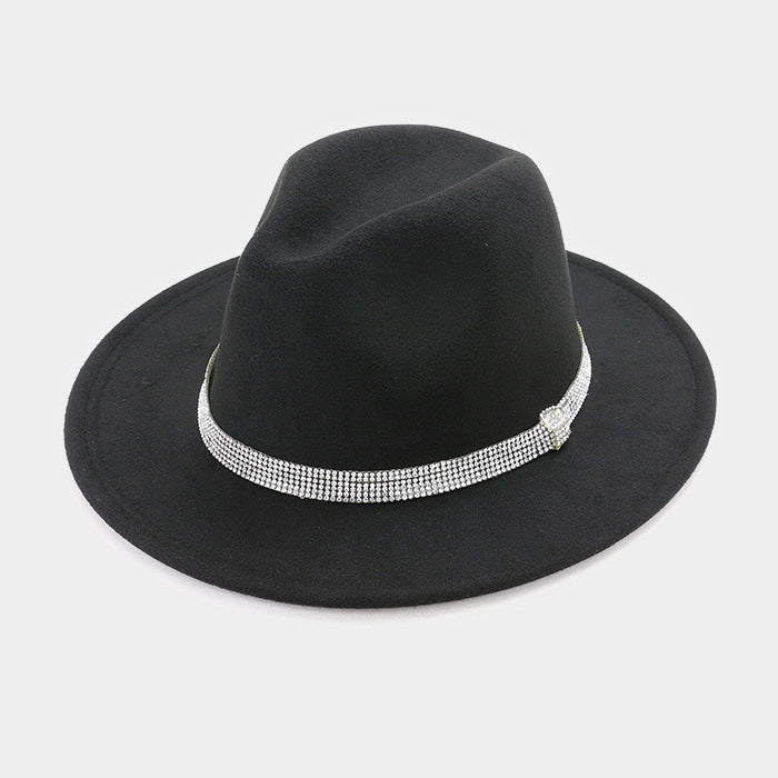HATEGORY Rhinestone Trim Fedora