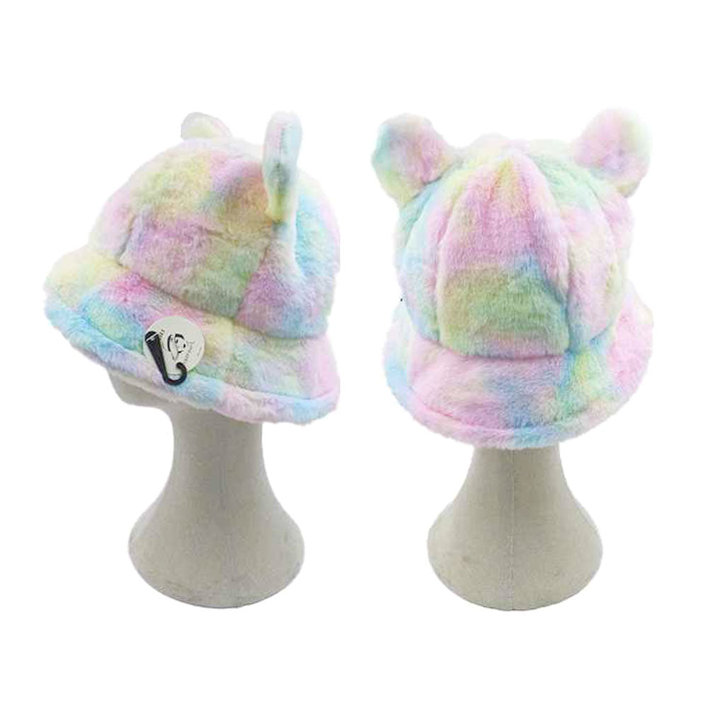 HATEGORY Faux Fur Bear Ear Bucket Hat