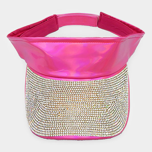 HATEGORY Hologram Rhinestone Embellished Visor Hat