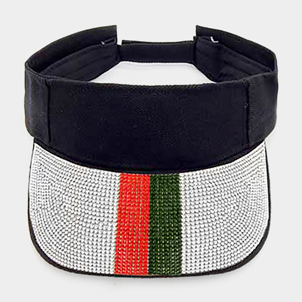 HATEGORY Color Block Rhinestone Embellished Visor Hat