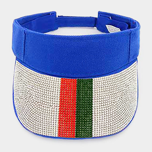 HATEGORY Color Block Rhinestone Embellished Visor Hat