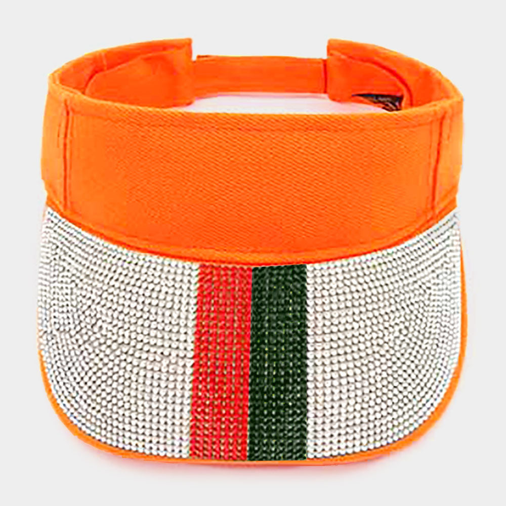 HATEGORY Color Block Rhinestone Embellished Visor Hat