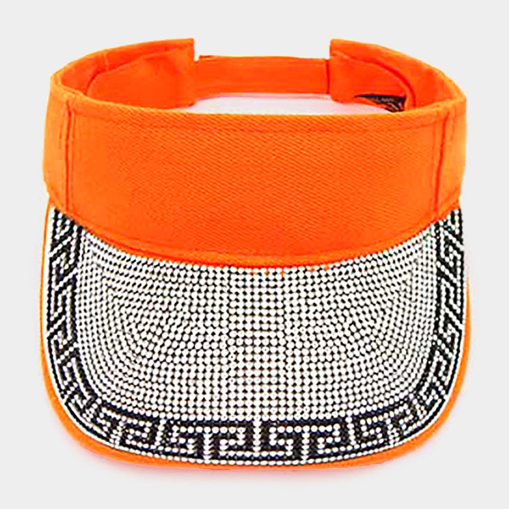 HATEGORY Greek Patterned Rhinestone Embellished Visor Hat